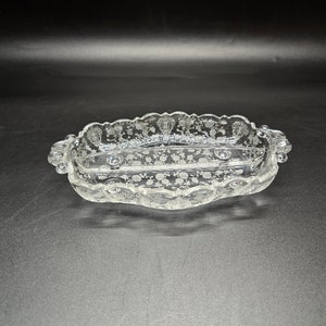 Fostoria Rose chintz? small 7 1/2&quot; 2 part divided tray w/ handles