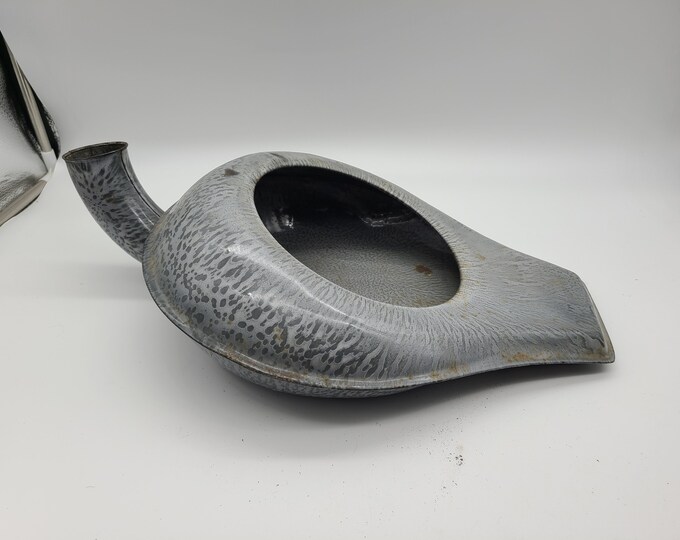 Antique Grey Granite Ware Bed Pan Urinal Chamber Pot Etsy