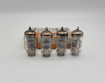 Set of 4 Identical NOS GE branded Mullard 6ES8/ECC189 Tubes in boxes