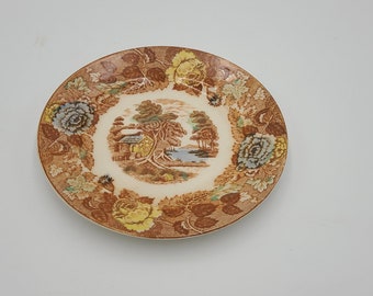 Nasco Mountain woodland colored Transferware 6 1/4&quot; Bread/dessert plates