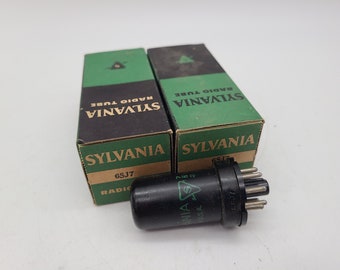 Pair of MINT early sylvania 6SJ7 tubes in boxes never used