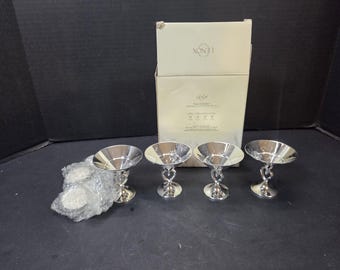 Conjunto de 4 castiçais Lenox Forevermore em formato de taça de champanhe, NOVOS na caixa.