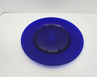 Platos llanos vintage Cambridge Tally Ho azul cobalto de 10 1/2"