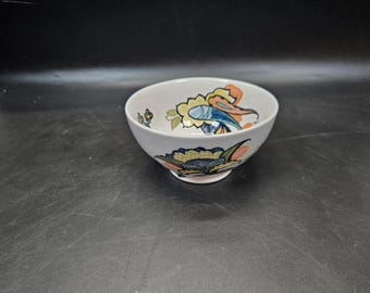 Anthropologie Floral 6" Bowl Rare Paisley Koi Blauw Oranje Geel