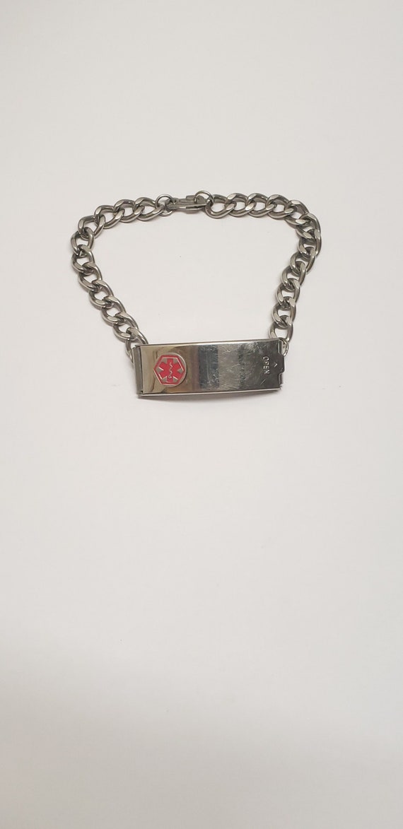 Vintage Medilog ID Bracelet Stainless Steel Red En