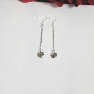 Handmade Silver Letter & Chain Dangle Earrings Personalized Earrings Alphabet Letter Monogram Jewelery Perfect Gift Unisex Earrings