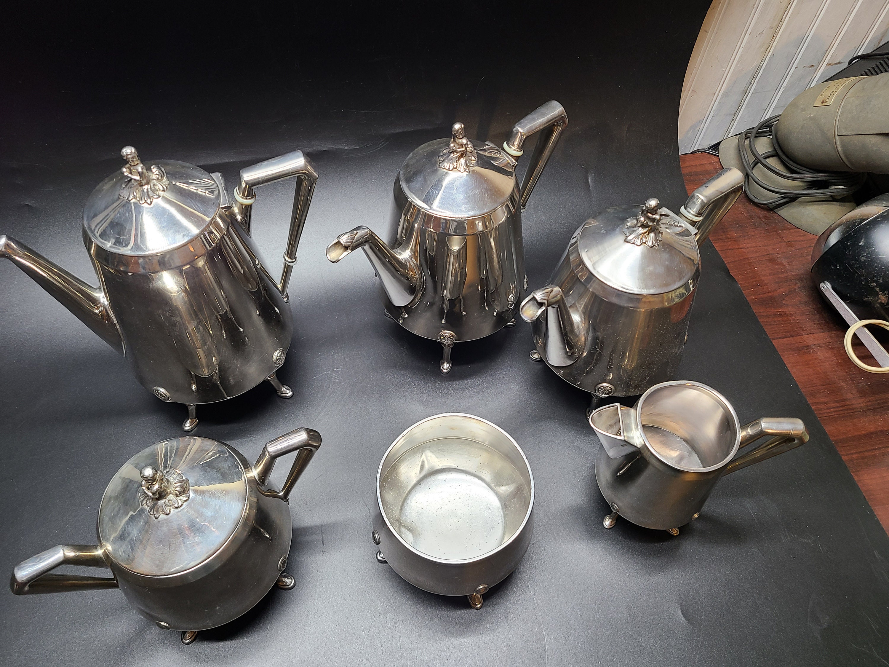 REED & BARTON ティーポット Vintage Reed & Barton Silverplate 3 oz Creamer & Teapot ~ No