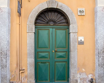 Rustic Door Print, Travel Photo, Old Village Architecture, Home, Office Decor, Wall Art, Door Photography, Digital Download, Green Door