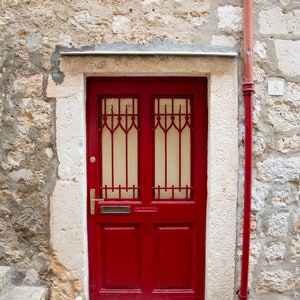 Rustic Door Print, Travel Photo, Old Village Architecture, Home, Office Decor, Wall Art, Door Photography, Digital Download, Red Door