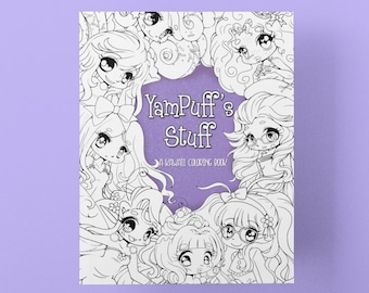 Kawaii Chibi Girl Coloring eBook – 48 Illustrations (Digital Download)