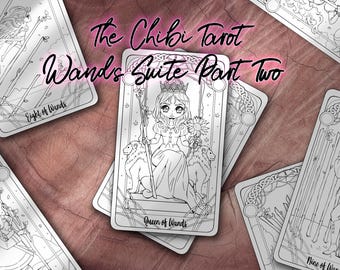 Chibi Tarot Coloring Book: Wands Suite, Part 2 (Digital Download)