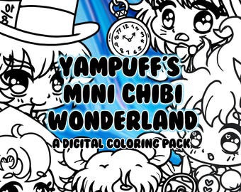 Alice in Wonderland Coloring Pages: Mini Chibi Kawaii Art (Digital Download)
