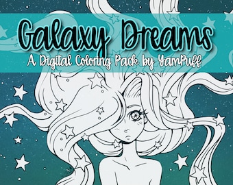 Galaxy Dreams - Digital Coloring Pack by YamPuff - 6 Linearts - Instant Download