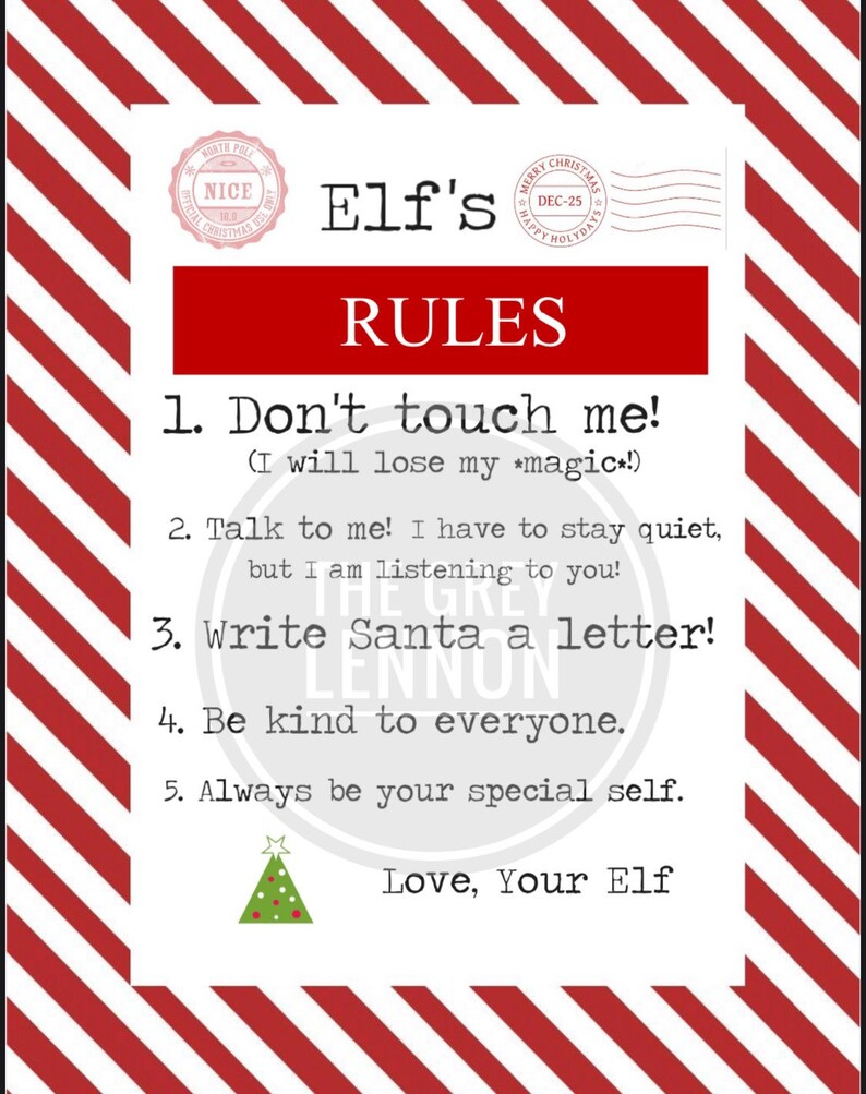 Christmas Elf Rules to Follow Printable Letter Elf Touched Etsy UK