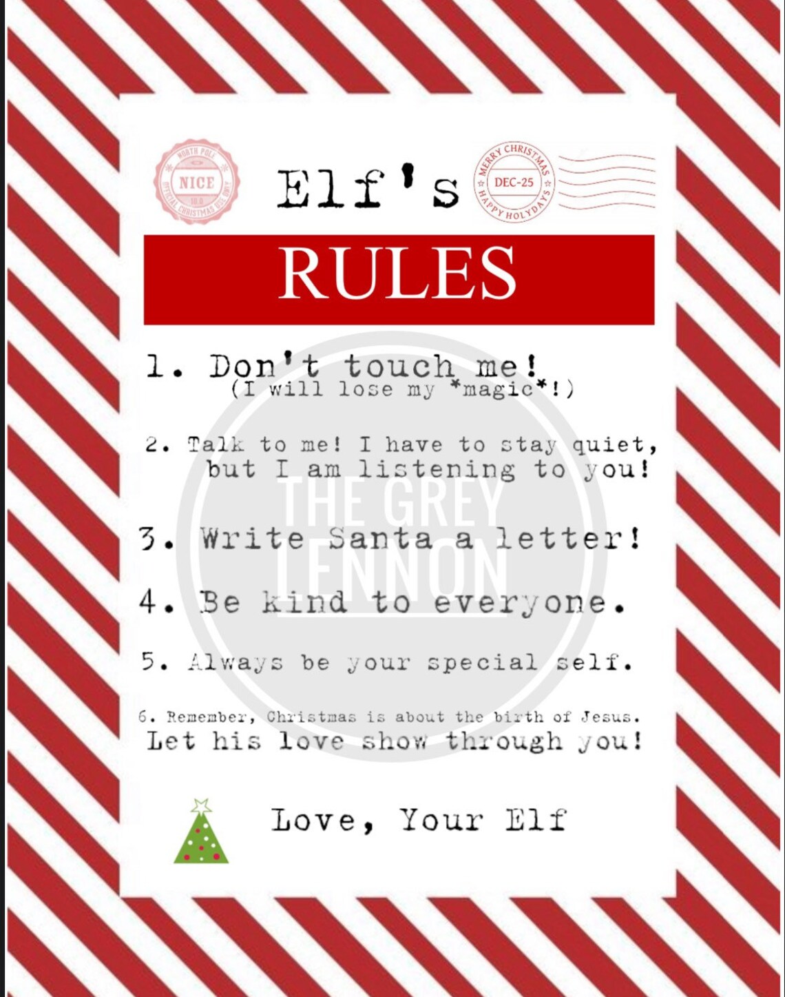 Christmas Elf Rules Religious Reason For Season Christian Etsy
