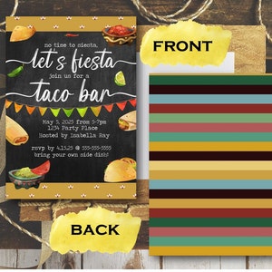 Editable Text Custom Taco Bar Invitation Chalkboard Style for Cinco De ...