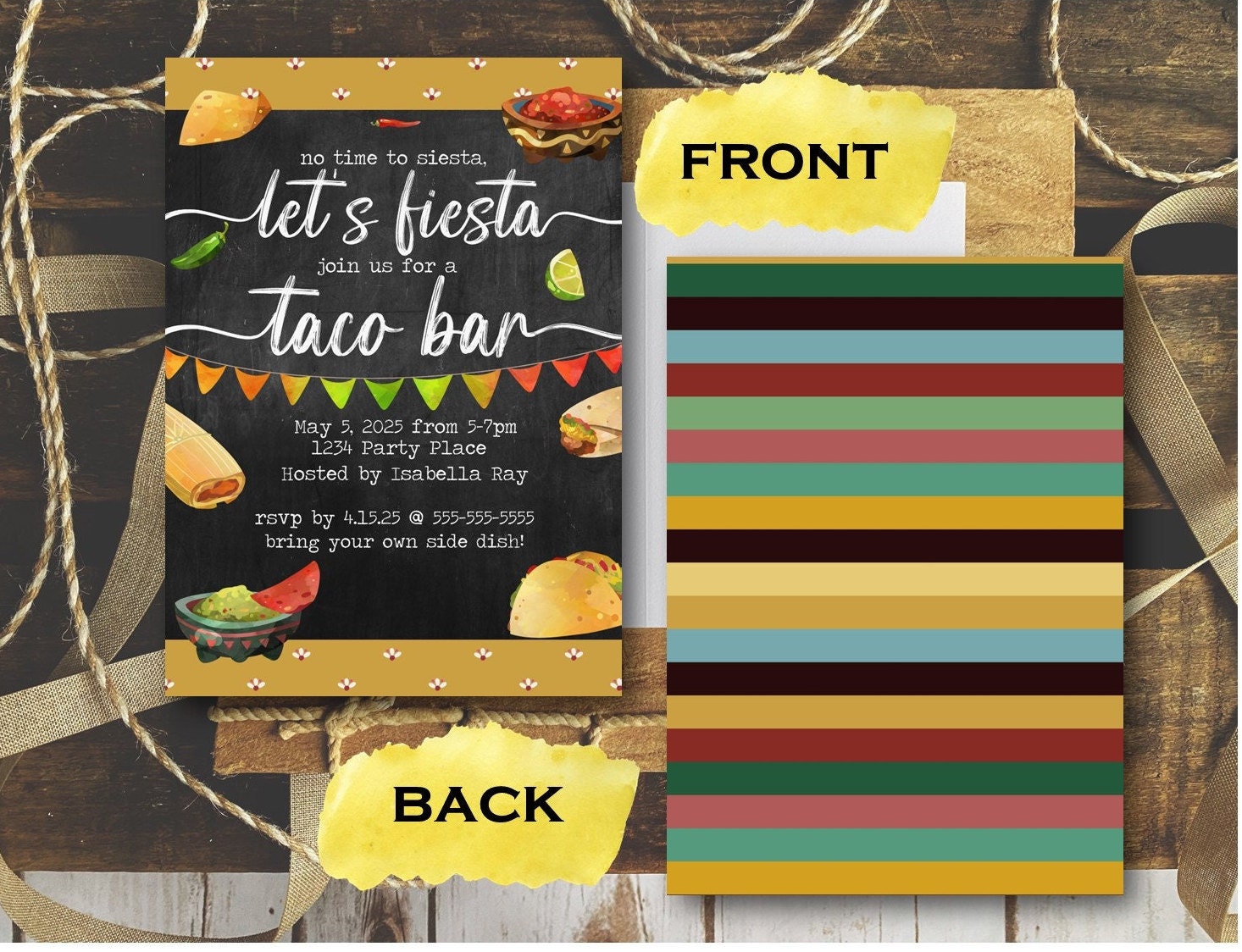Editable Text Custom Taco Bar Invitation Chalkboard Style for - Etsy