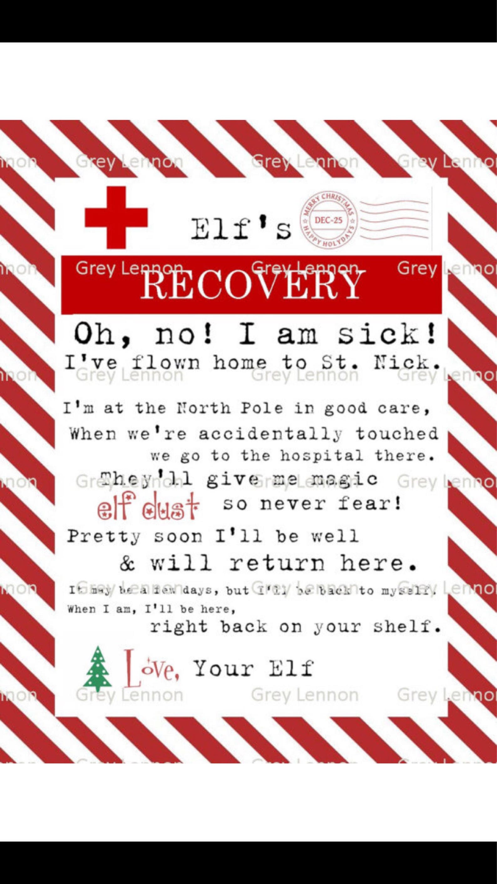Christmas Elf Recovery Kit Certificate Of Wellness And Sick Etsy