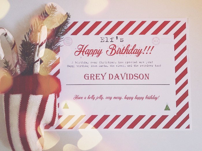 Editable Christmas Elf Customizable Happy Birthday Printable Etsy
