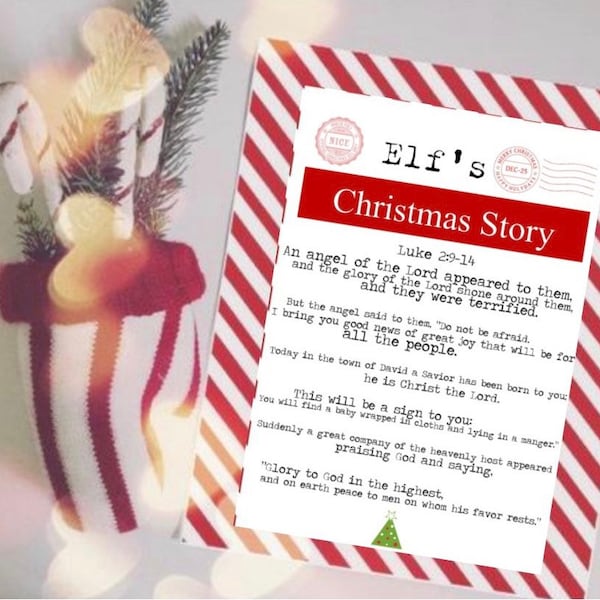 Non-editable Christmas Story Elf Bible Verse Birth of Jesus Christian Religious Printable Vintage Typewriter Style - INSTANT Printable PDF!