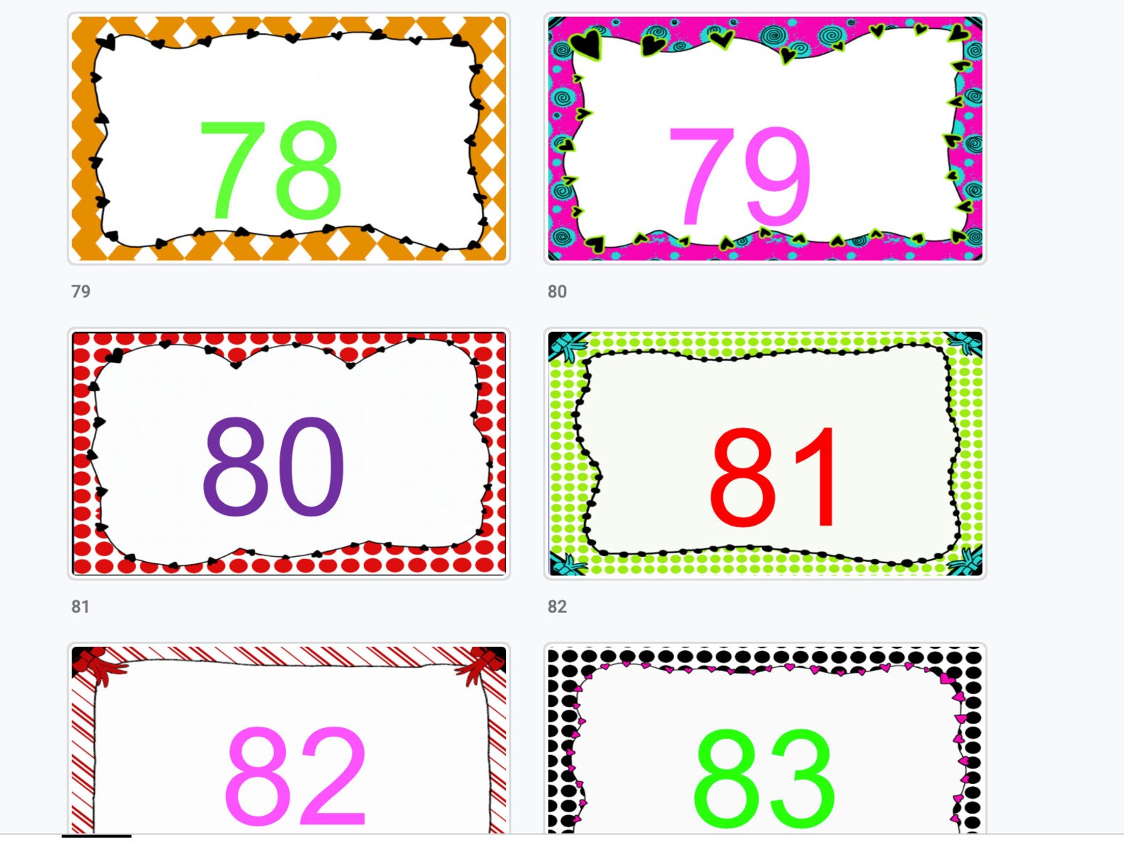 numbers 1 100 flashcards printable etsy