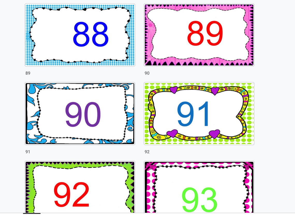 numbers 1 100 flashcards printable etsy