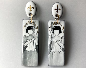 Jeanne d'Arc Ohrringe, Mittelalterliche Schwertschmuck, Gothic Knightcore