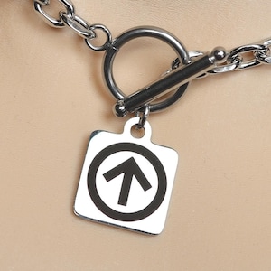 Day Collar * Square Charm Engraved w/ Owned Male Symbol * Stainless Steel O Ring Choker