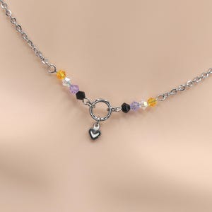 Day Collar * Swarovski Beads * Pride Nonbinary Heart lgbtqia2s+ * Locking Options * 24/7 Wear