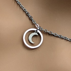 Day Collar * O Ring w/ Crescent Moon * Locking Options * 24/7 Wear