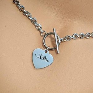 Day Collar * O Ring w/ Engraved Heart * Kitten * Stainless Steel
