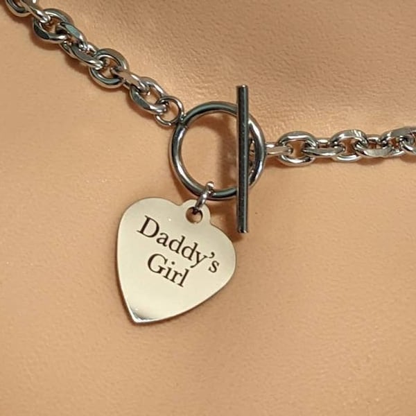 Day Collar * Heart Engraved w/ Daddy's Girl * Stainless Steel O Ring Choker