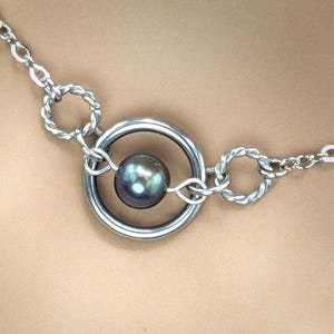 Day Collar * Triple O Ring w/ Freshwater Peacock Pearl * Locking Options * 24/7 Wear