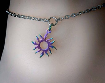 Sexy 100% Rainbow Electroplated Stainless Steel Sun Sunny Sunshine Anklet /Bracelet Custom Body Jewelry - Discreet Day Collar Beach Summer