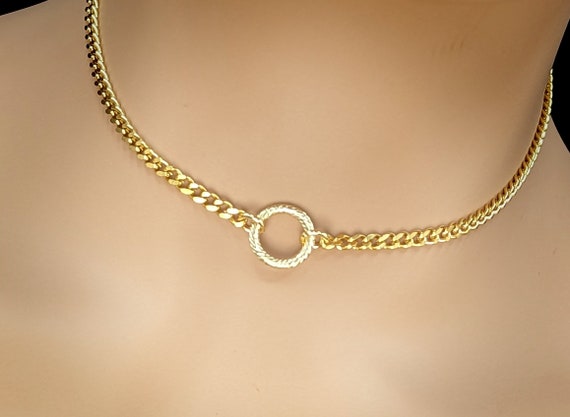 Discreet Day Collar * Gold O Ring * Locking Options