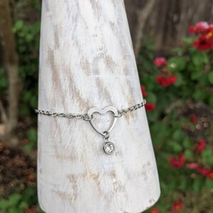 Sexy Stainless Steel Heart and Birthstone Dangle Anklet / | Etsy