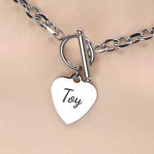 Day Collar * Heart Engraved w/ Toy * Stainless Steel O Ring Choker