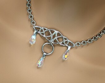 Day Collar * Celtic Knot w/ O Ring & AB Crystal Dangles