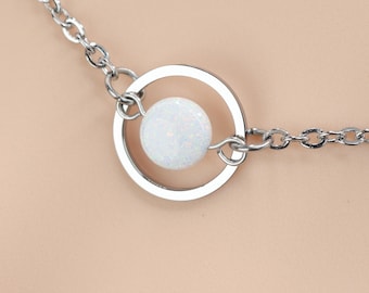 Discreet Day Collar * O Ring w/ Opal Disc * Locking Options * 24/7 Wear
