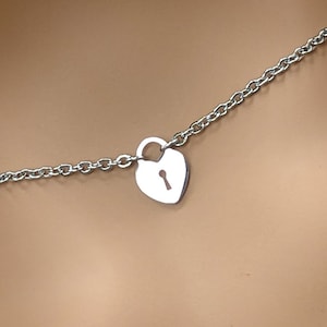 Discreet Day Collar * Heart Lock Charm * Locking Options * 24/7 Wear