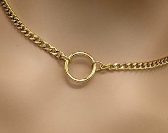 Discreet Day Collar * Gold O Ring * Locking Options