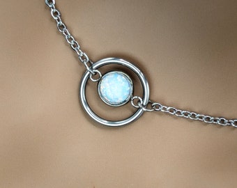 Day Collar * O Ring w/ Opal * Locking Options * 24/7 Wear