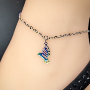 Discreet Day Collar * Anklet * Bracelet * Rainbow Electroplated Hummingbird * Locking Options * 24/7 Wear