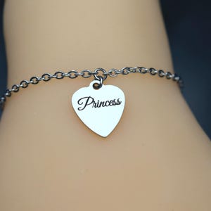 Day Collar / Anklet /Bracelet * Engraved Heart * Princess * Locking Options * 24/7 Wear