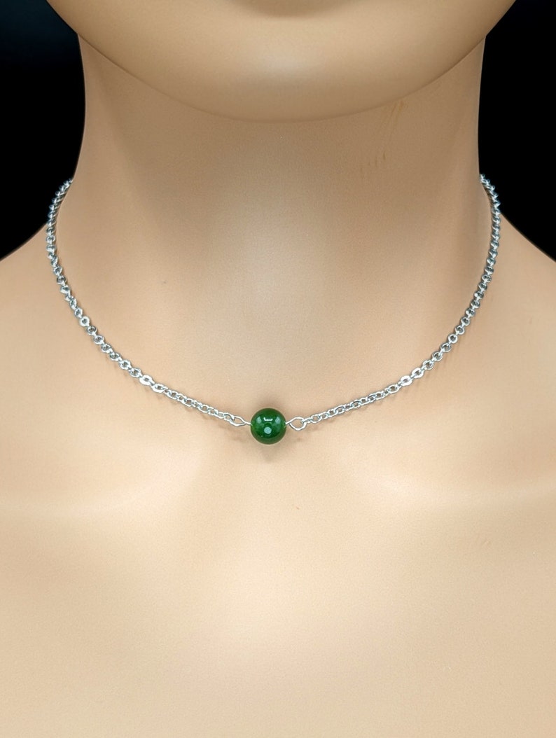 Day Collar Natural Jade Bead Locking Options 24/7 Wear image 6