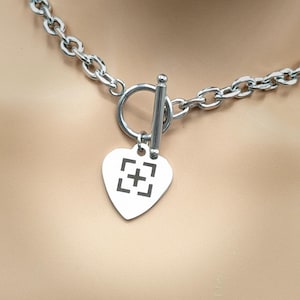Day Collar * Heart Engraved w/ Unowned Female Symbol * Stainless Steel O Ring Choker