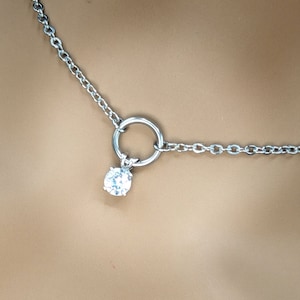 Day Collar * O Ring * Sterling Silver Cubic Zirconia * Locking Options * 24/7 Wear