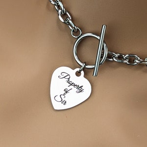 Day Collar * O Ring Toggle w/ Engraved Heart * Property of Sir