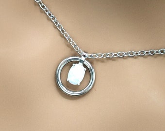 Day Collar * Teardrop Opal Pendant w/ O Ring * Locking Options * 24/7 Wear