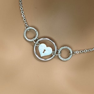 Day Collar * Triple O Ring w/ Opal Heart Lock * Locking Options * 24/7 Wear